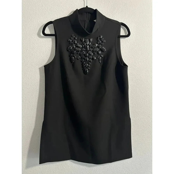 Trina Turk Bejeweled Rhinestone Mock Turtleneck Tunic Size 8 - Picture 4 of 15
